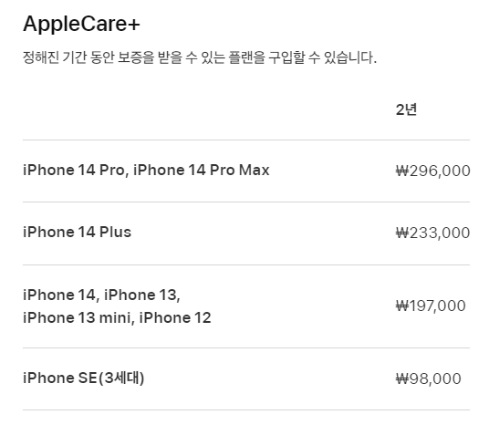 아이폰14 애플케어플러스 가입 가격