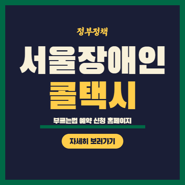 서울시 장애인 콜택시 부르는법 전화번호 예약 홈페이지 앱